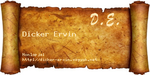 Dicker Ervin névjegykártya